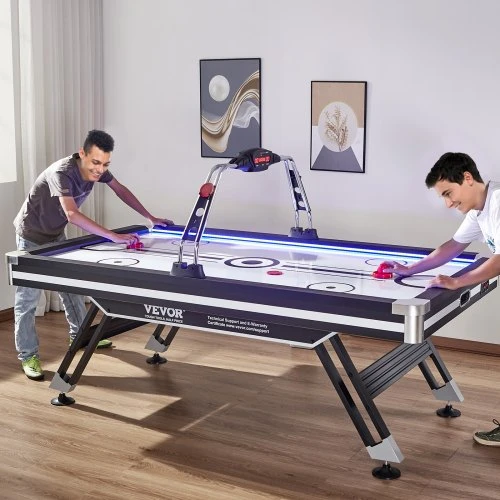 Koduva Air hockey stalas VEVOR, LED, 236 x 135 x 18 cm, su 2 rituliais ir 2 stūmikliais