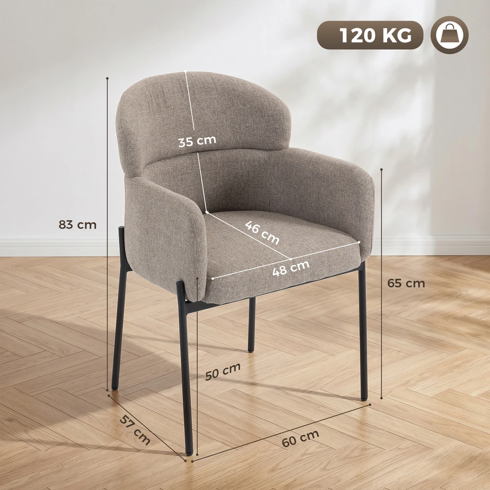 Fotelis Aosom Akcentinė kėdė su Chenille imitacijos audiniu, porankiais, metalinėmis kojomis, šviesiai ruda