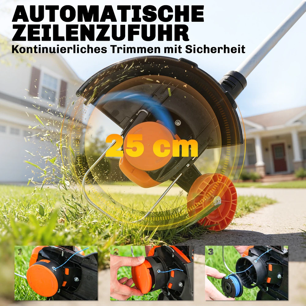 Aosom Akumuliatorinė žoliapjovė 21 V, 25 cm pjovimo plotis, oranžinė