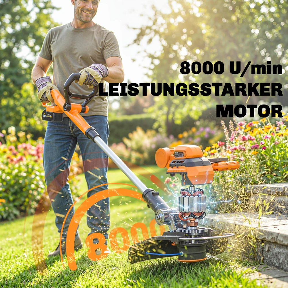Aosom Akumuliatorinė žoliapjovė 21 V, 25 cm pjovimo plotis, oranžinė