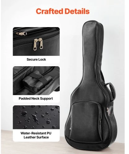 VEVOR Akustinės gitaros kietas dėklas, 119,5 cm, juodas