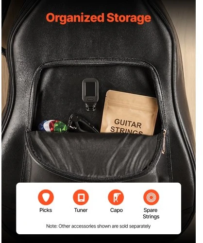 VEVOR Akustinės gitaros kietas dėklas, 119,5 cm, juodas