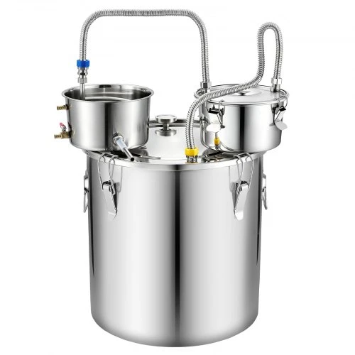 VEVOR Alkoholio distiliatorius, 50 l, su 10 stiklainiais, sidabrinis