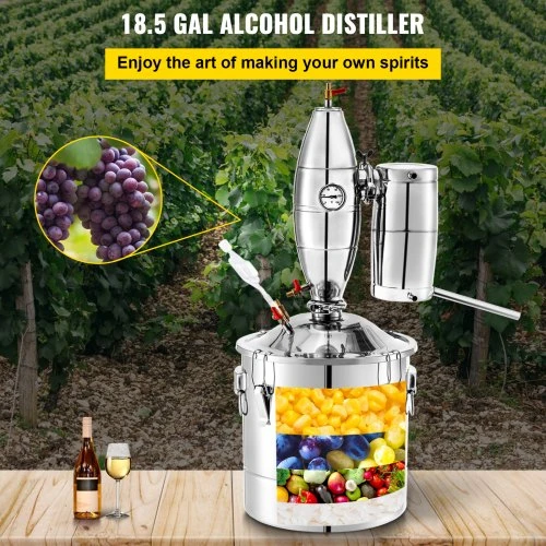 Koduva Alkoholio distiliatorius VEVOR, 70 l, su termometru ir fermentacijos baku