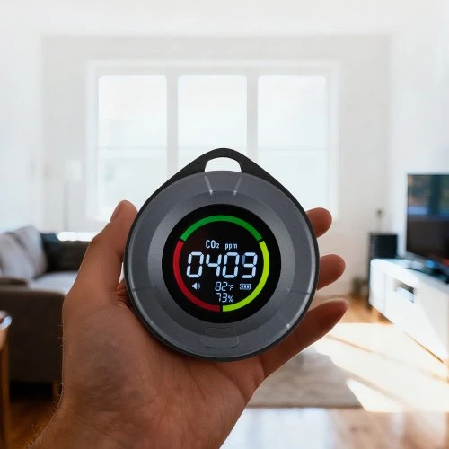 VEVOR Anglies dioksido monitorius PTH-10C su temperatūros ir drėgmės ekranu, 7 x 3 x 7,5 cm