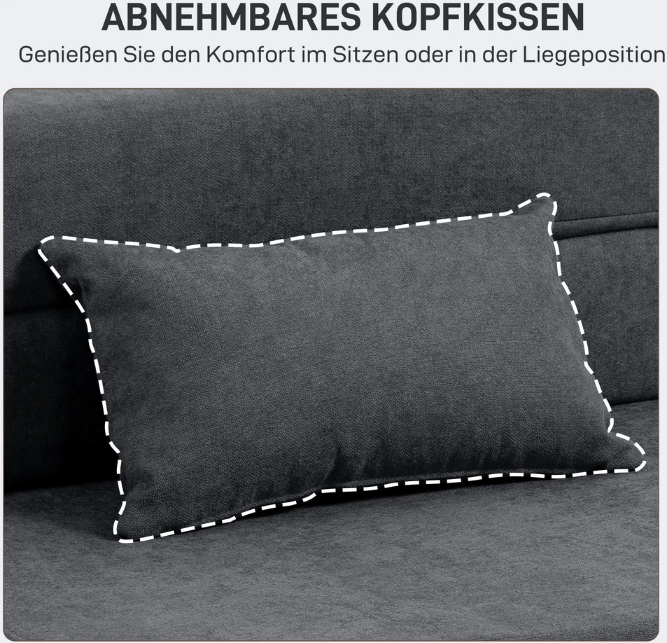 Fotelis Aosom Ant grindų pastatoma sofa-lova, tamsiai pilka, su pagalve, 210 x 80 x 15 cm