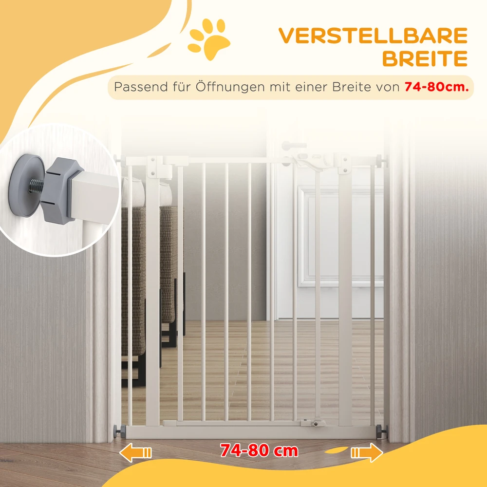 Aosom Apsauginiai varteliai augintiniams, metalas, plastikas, balti, 74-80 cm