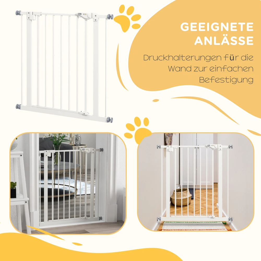 Aosom Apsauginiai varteliai augintiniams, metalas, plastikas, balti, 74-80 cm