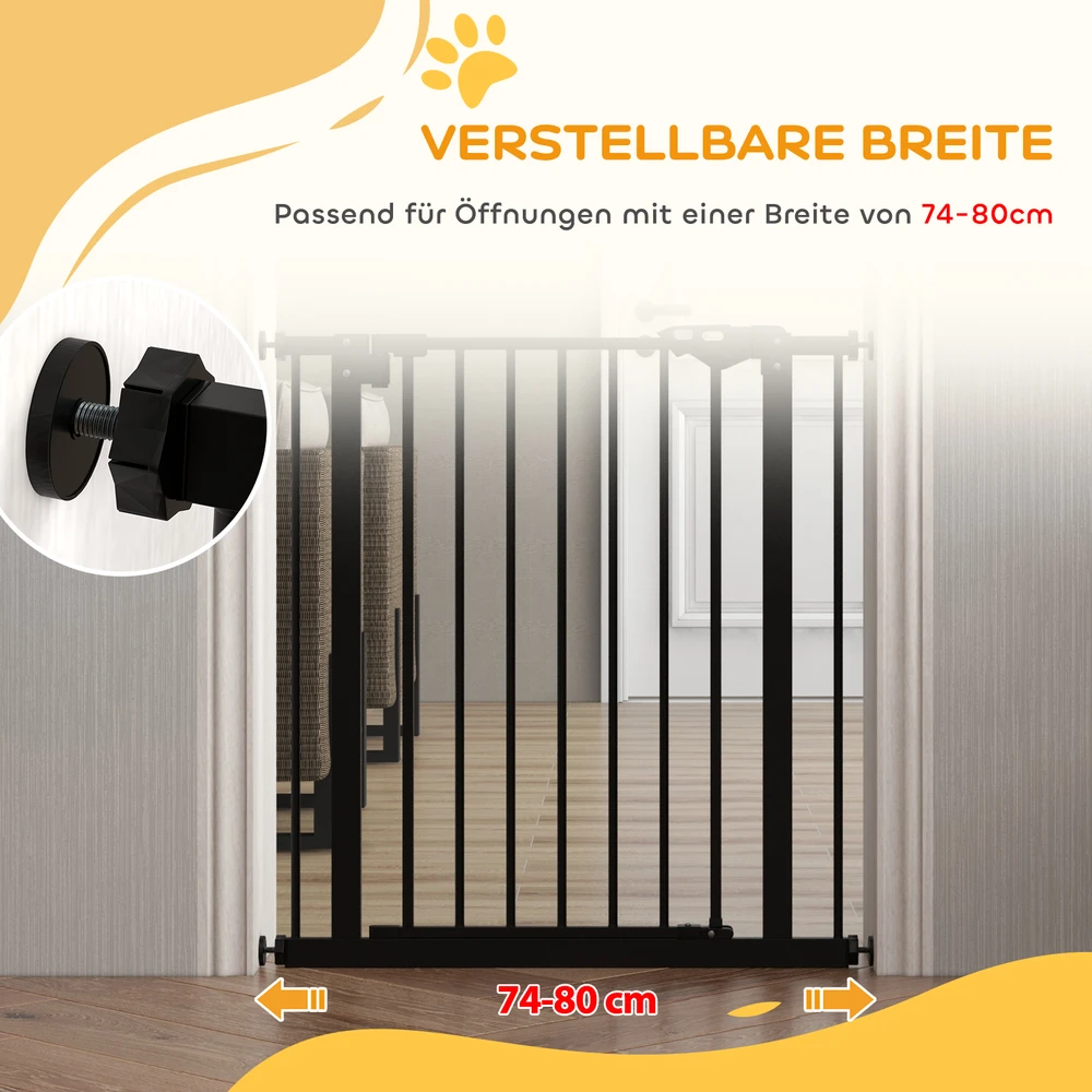 Aosom Apsauginiai varteliai naminiams gyvūnams, metalas, plastikas, juodi, 74–80 cm