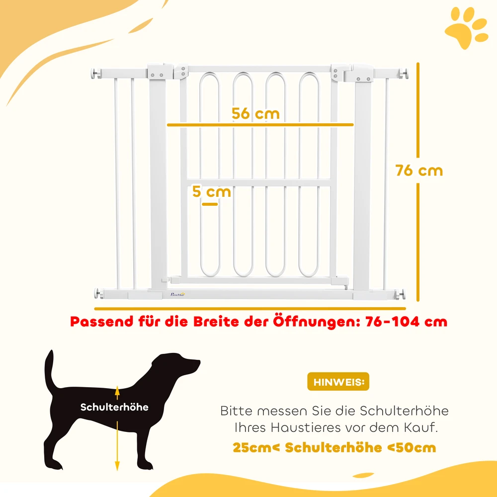 Aosom Apsauginiai varteliai šunims, 76-104 cm, balti, be gręžimo