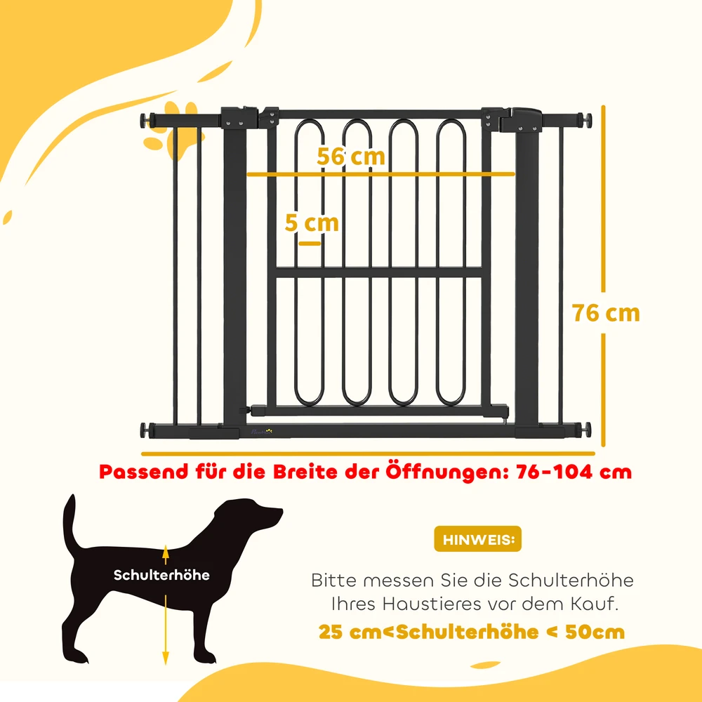 Aosom Apsauginiai varteliai šuniui, 76-104 cm, be gręžimo, juodi