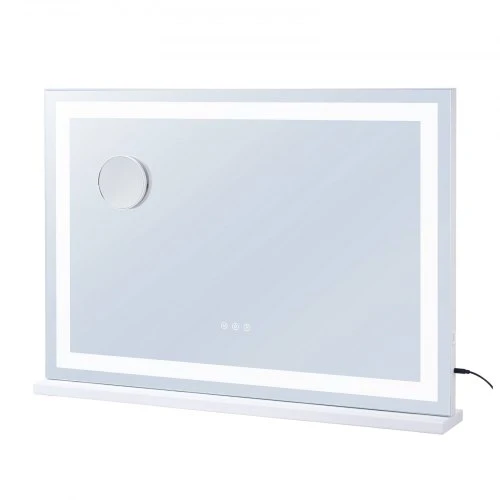 VEVOR Apšviečiamas kosmetinis veidrodis CQ8055, baltas, su USB, pastatomas arba tvirtinamas prie sienos, 80 x 57 cm