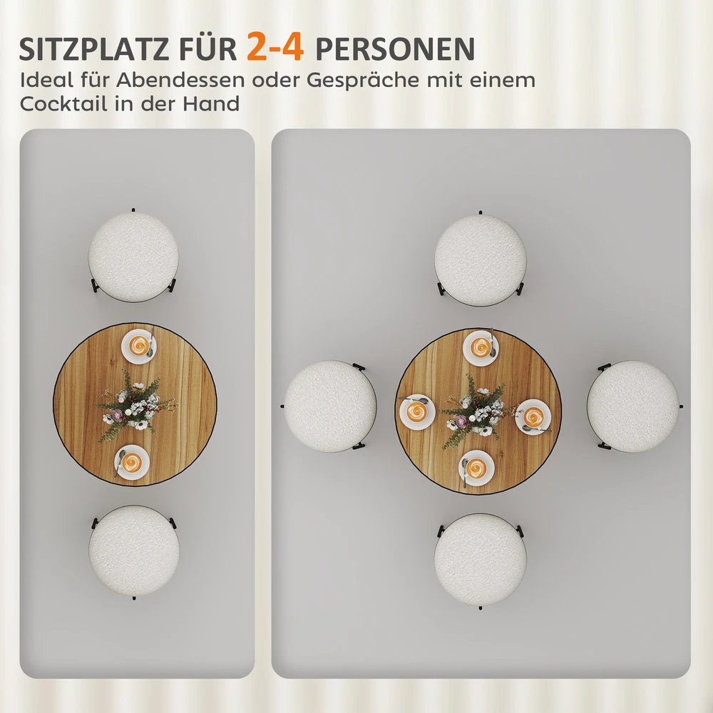 Aosom Apvalus valgomojo stalas, ąžuolo išvaizda, 70 cm, 2–4 asmenims