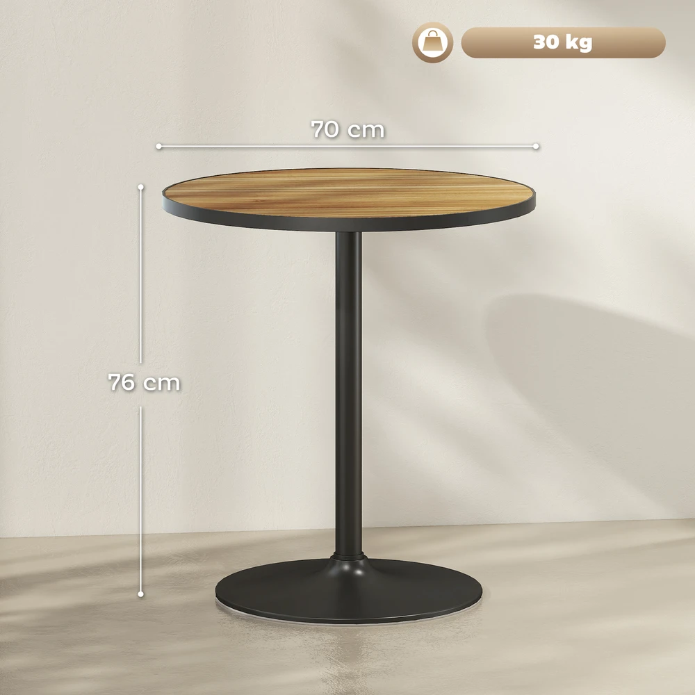 Aosom Apvalus valgomojo stalas, ąžuolo išvaizda, 70 cm, 2–4 asmenims