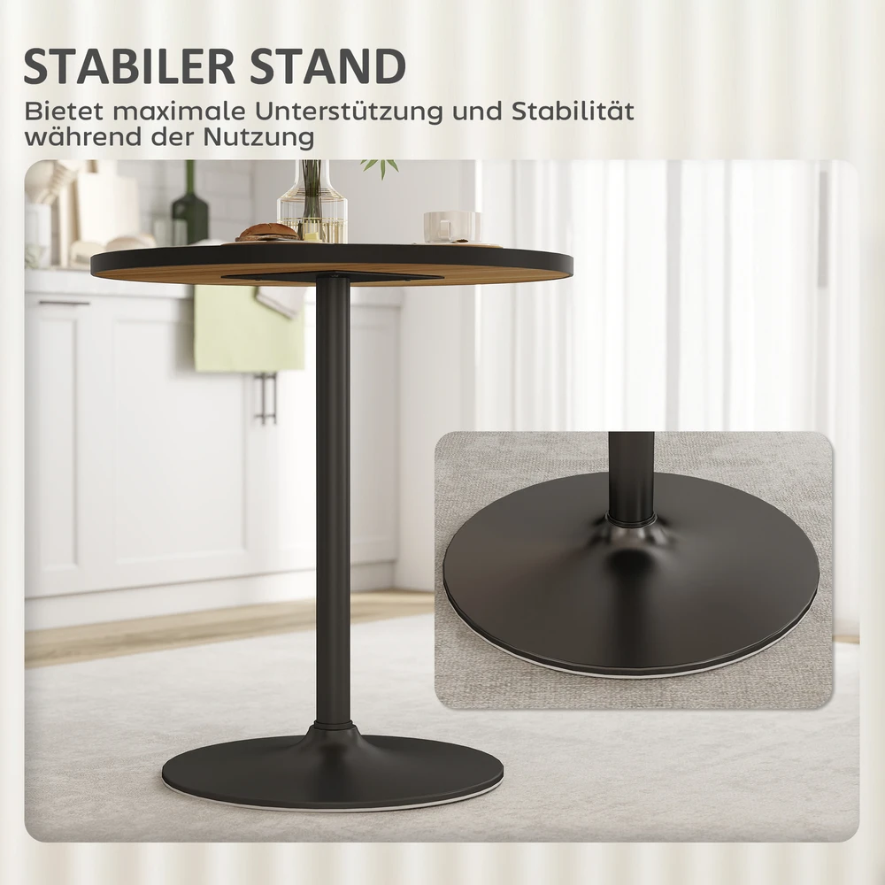 Aosom Apvalus valgomojo stalas, ąžuolo išvaizda, 70 cm, 2–4 asmenims