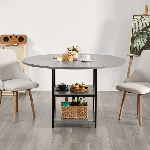 VEVOR Apvalus valgomojo stalas, pilkas, MDF ir geležis, Ø120 x 75 cm