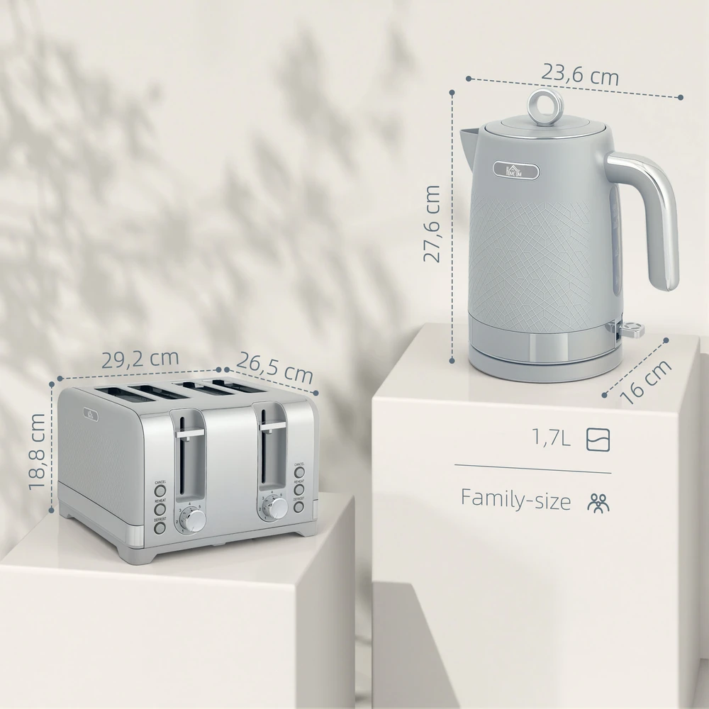 Virdulys Aosom Arbatinuko ir skrudintuvo rinkinys, pilkas, 1,7 l, 2200 W