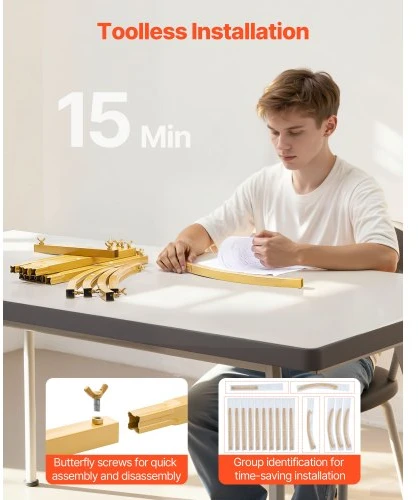 VEVOR Arkos formos fono stovas, metalinis, auksinis, 2,2 x 1,2 m, su uždangalu
