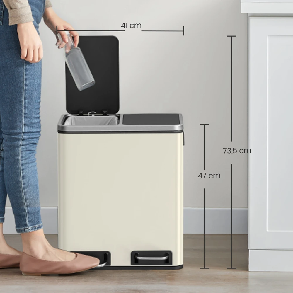 Koduva Atliekų rūšiavimo šiukšliadėžė, 2 x 15 l, plieninė, smėlio ir juoda