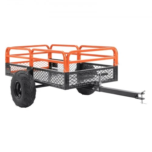 VEVOR ATV savivartė sodo priekaba TC4268, plieninė, juoda / raudona, 200 x 66 x 76 cm, iki 680 kg, 0,43 m³