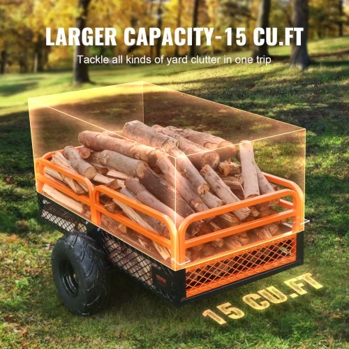 VEVOR ATV savivartė sodo priekaba TC4268, plieninė, juoda / raudona, 200 x 66 x 76 cm, iki 680 kg, 0,43 m³