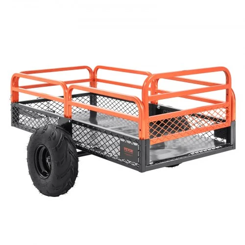 VEVOR ATV savivartė sodo priekaba TC4268, plieninė, juoda / raudona, 200 x 66 x 76 cm, iki 680 kg, 0,43 m³
