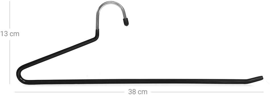 Koduva Atviri metaliniai kelnių pakabos, 20 vnt., 38 x 13 cm, juodi, PVC danga