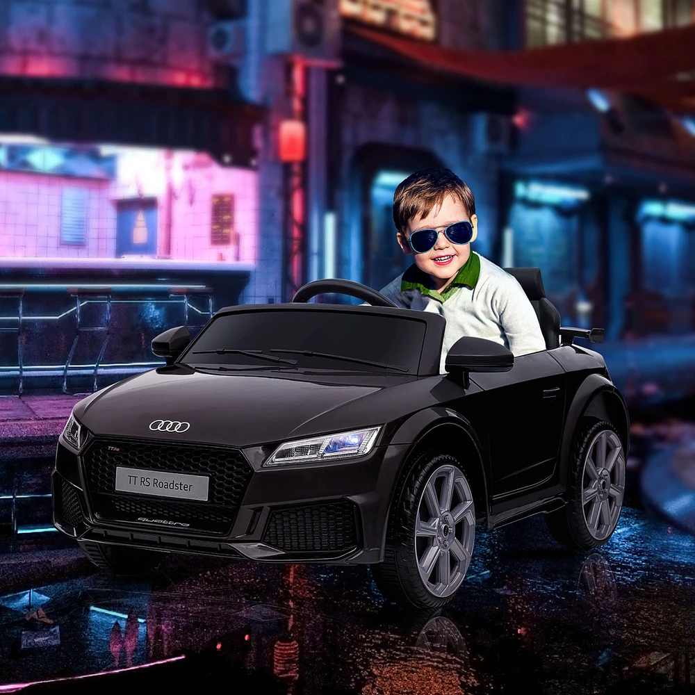 Aosom Audi elektrinis vaikų automobilis, juodas, 102 x 60 x 44 cm, 3–5 m.