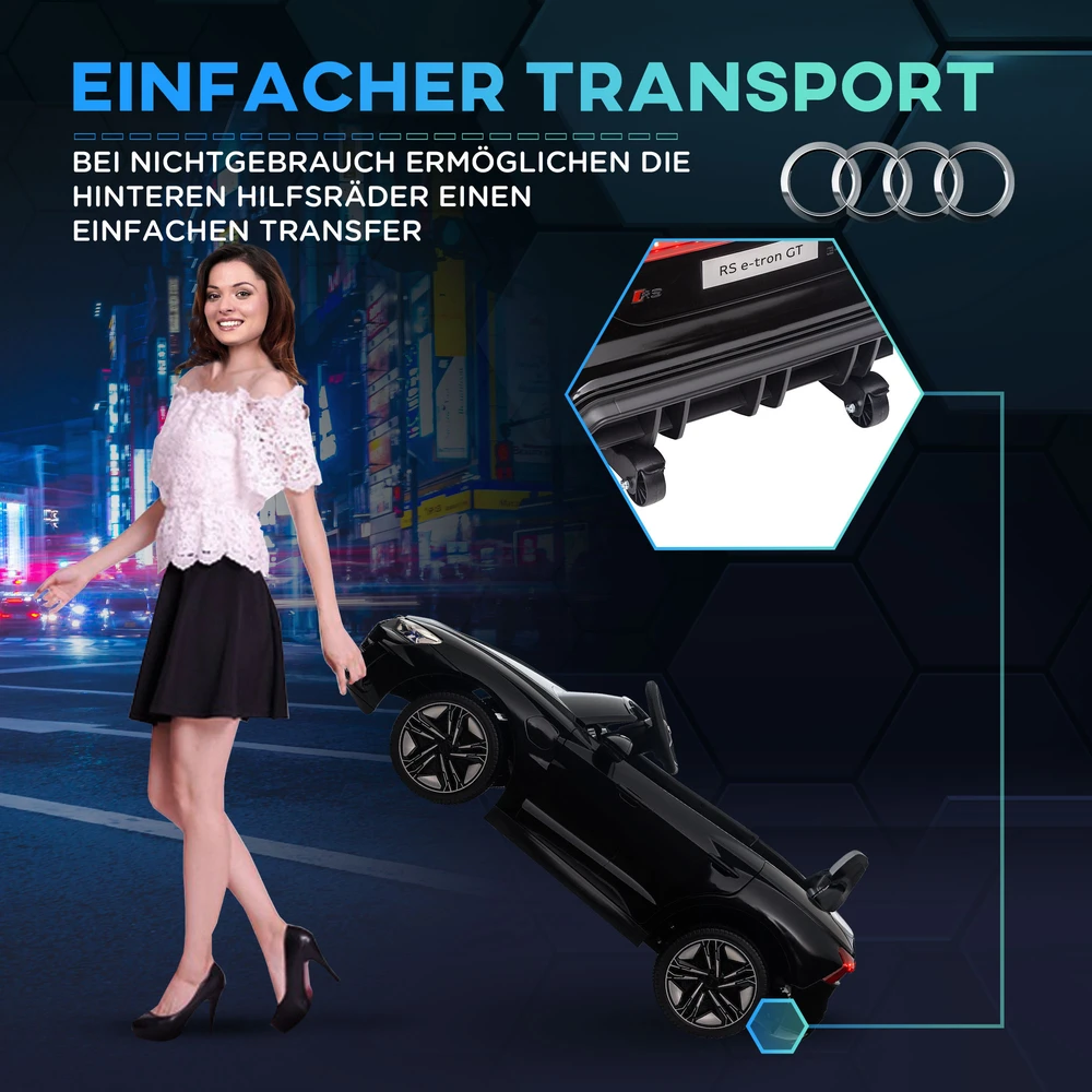 Koduva Audi-llicencijuotas elektrinis vaikų automobilis, juodas, 103 x 58 x 41 cm
