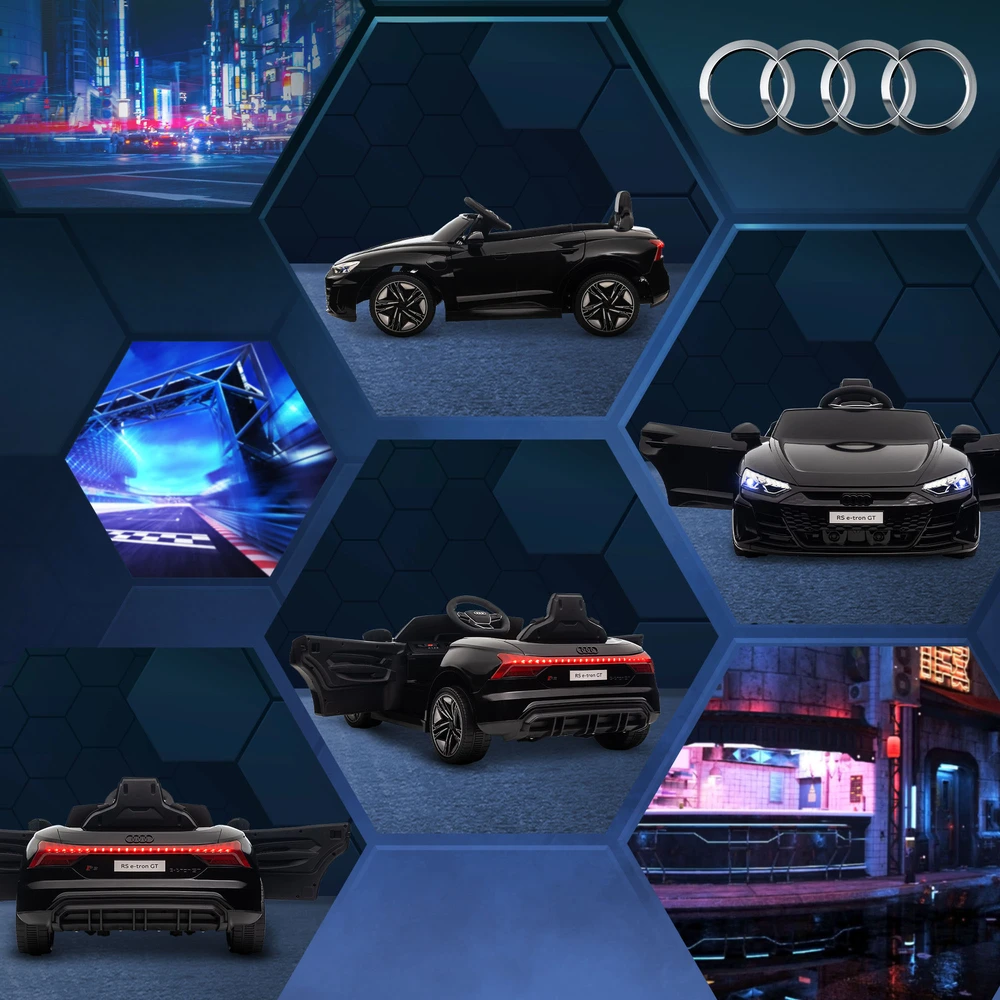 Koduva Audi-llicencijuotas elektrinis vaikų automobilis, juodas, 103 x 58 x 41 cm