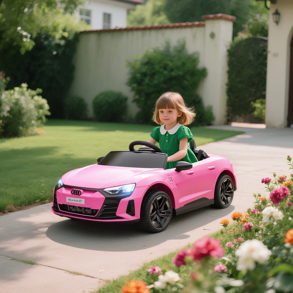 Koduva Audi RS E-tron GT vaikiškas elektrinis automobilis, rožinis, 103 x 58 x 41 cm