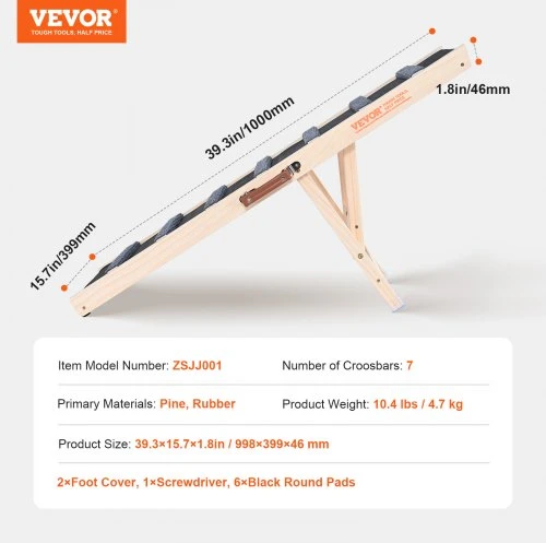 VEVOR Augintinio rampa, medinė, reguliuojama 38-56 cm, 100 x 40 cm