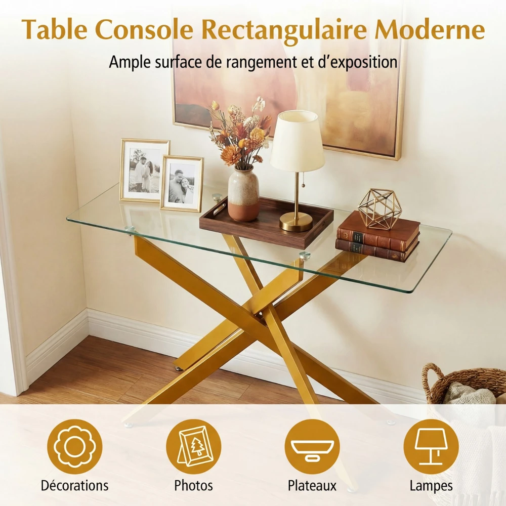 Promotion Auksinis stiklo konsolinis stalas 115x45x78 cm