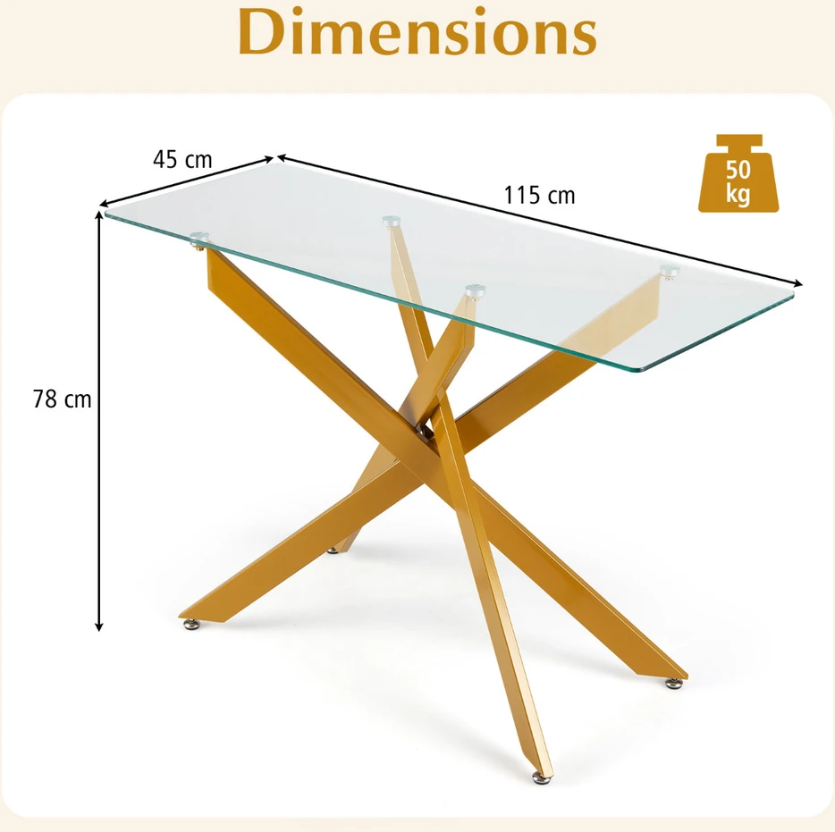 Promotion Auksinis stiklo konsolinis stalas 115x45x78 cm