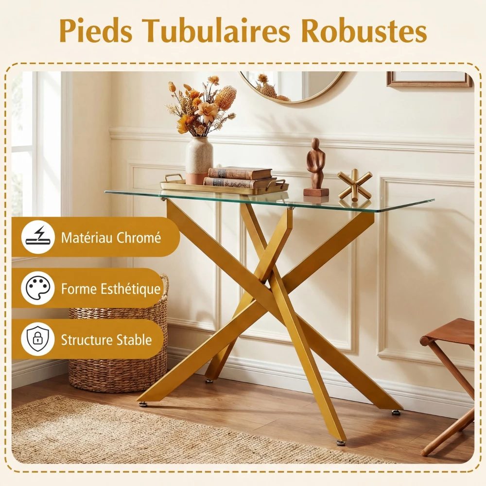 Promotion Auksinis stiklo konsolinis stalas 115x45x78 cm