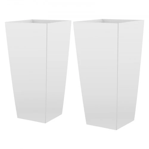 VEVOR Aukšti vazonai, 2 vnt., balti, PP plastikas, 33 x 33 x 67 cm