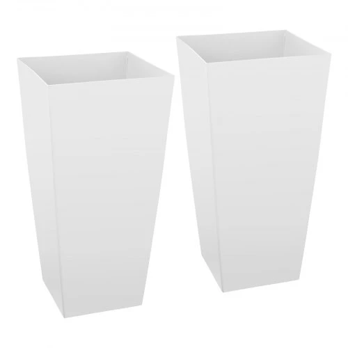 VEVOR Aukšti vazonai, 2 vnt., balti, PP plastikas, 33 x 33 x 67 cm