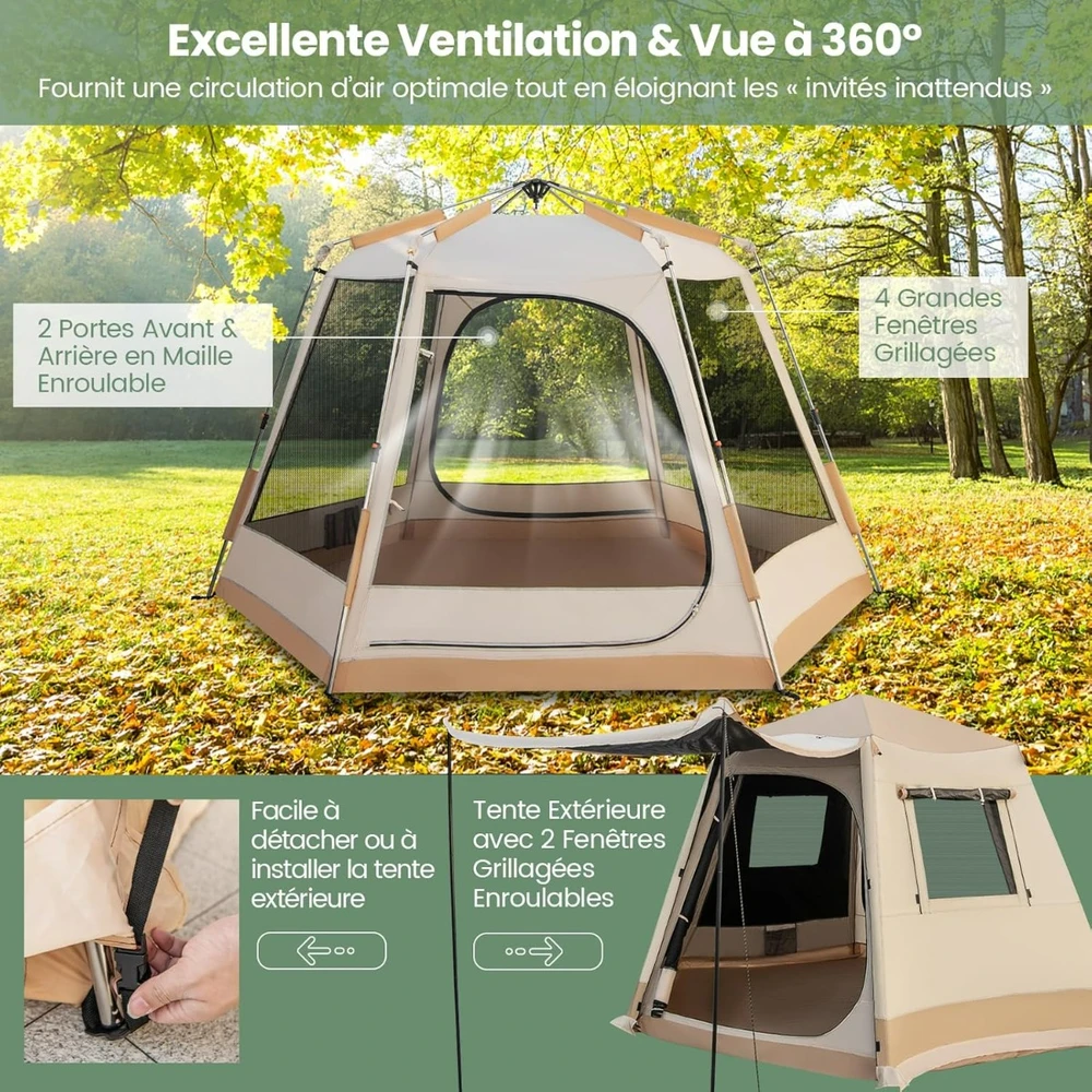Promotion Automatinė Kempingo Palapinė 4-6 Žmonėms Su Dvigubu Stogu