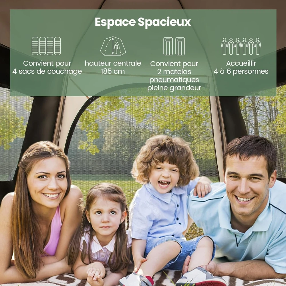 Promotion Automatinė Kempingo Palapinė 4-6 Žmonėms Su Dvigubu Stogu