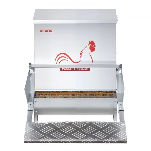 VEVOR Automatinė paukščių lesykla, 18,14 kg, cinkuotas plienas, sidabrinė, 47-54 x 43 x 41 cm