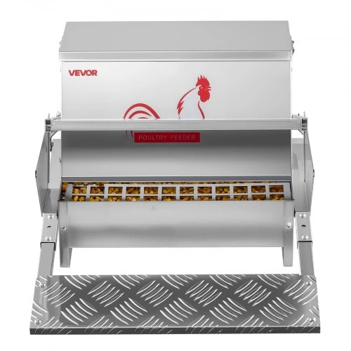 VEVOR Automatinė paukščių lesyklė, cinkuotas plienas, sidabrinė, 11,34 kg, 48-54 x 42,5 x 28 cm
