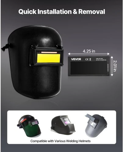 Koduva Automatinio tamsėjimo suvirinimo lęšis VEVOR TC108, 108 x 51 mm, 10 atspalvio, su 2 lanko jutikliais