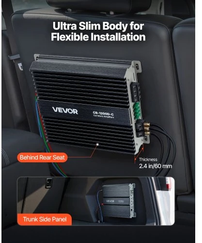VEVOR Automobilinis monoblokinis stiprintuvas CB-1200D-C, 1200 W RMS, Class D, 1 kanalo, DC 9-16 V