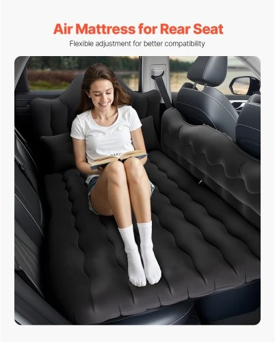 VEVOR Automobilinis pripučiamas čiužinys X1, juodas, 186 x 113 x 12 cm, su pompa ir 2 pagalvėmis