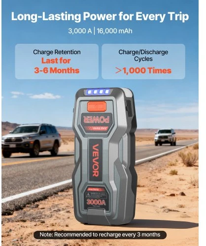 VEVOR Automobilio paleidimo įrenginys H18, 3000 A, 12 V, 16000 mAh