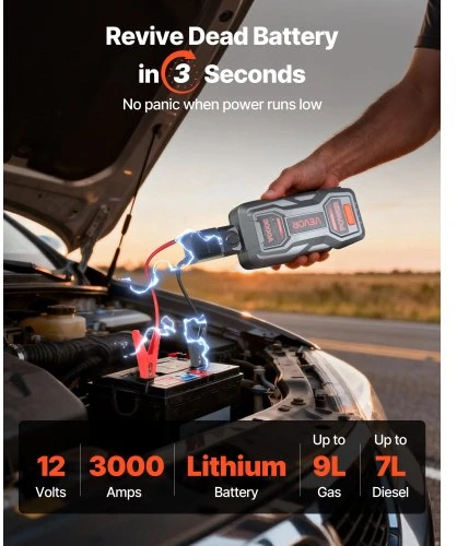 VEVOR Automobilio paleidimo įrenginys H18, 3000 A, 12 V, 16000 mAh