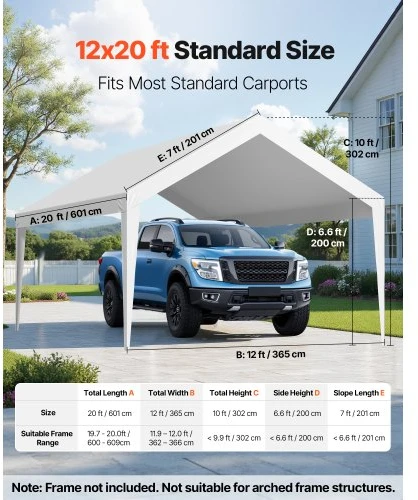 Koduva Automobilio pastogės keičiamas uždangalas VEVOR, 3,6 x 6 m, baltas