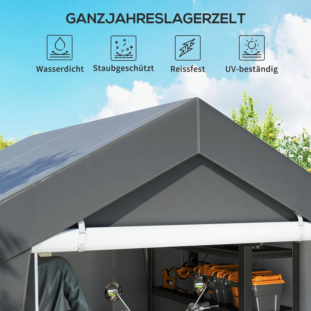 Aosom Automobilio pastogės palapinė, 3 x 3 m, tamsiai pilka