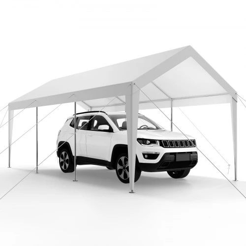 Koduva Automobilio stoginė VEVOR, balta, cinkuoto plieno vamzdžiai ir PE audinys, 609 x 305 x 287 cm
