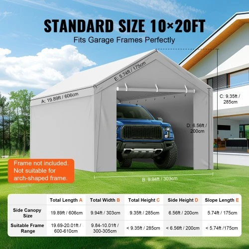 Koduva Automobilio stoginės keičiamas uždangalas VEVOR su šonine sienele, 600 x 300 cm, baltas